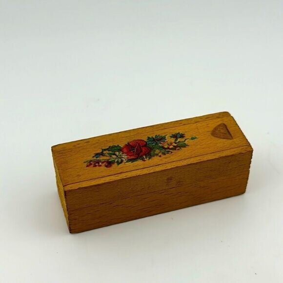 Vintage Miniature Wooden Pencil Case Box with Slide Top 1920's - Picture 1 of 3